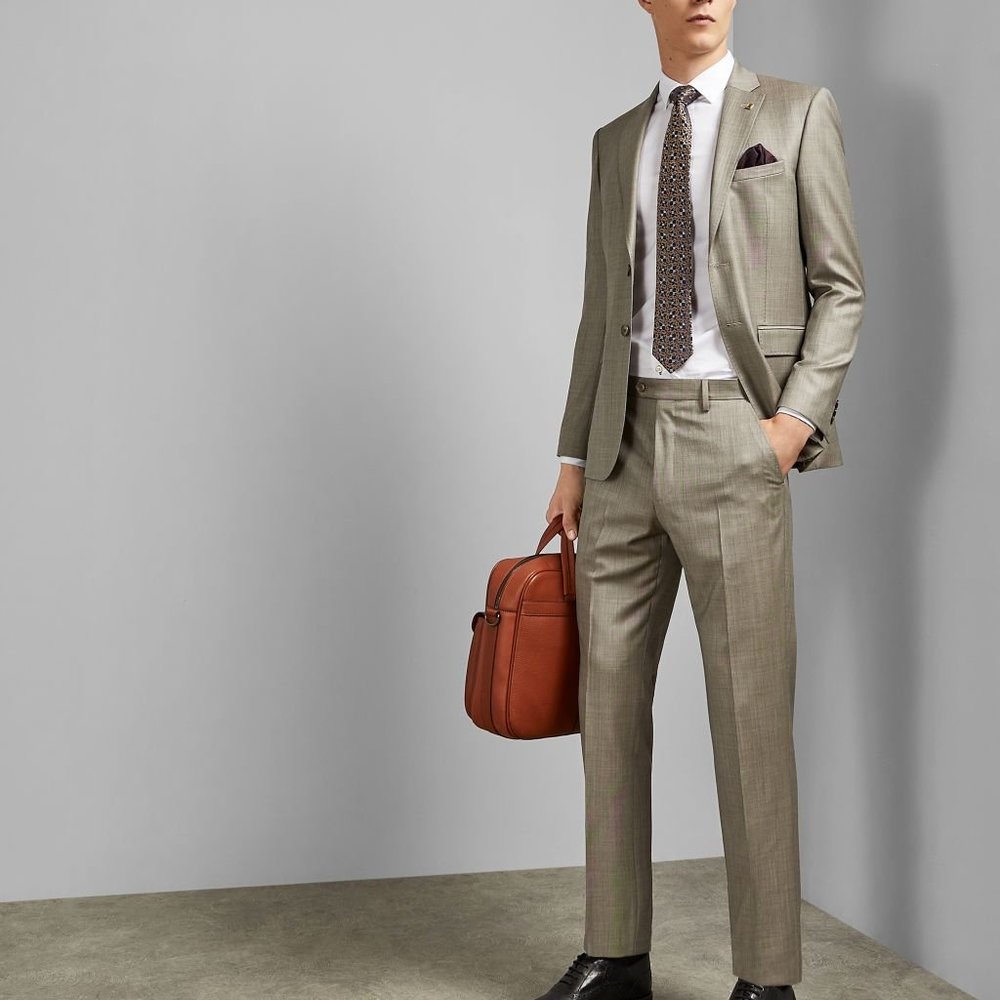 NWT Ted Baker London Men KERNALT Debonair Plain Suit Pant Taupe Sz 38 $245 II342